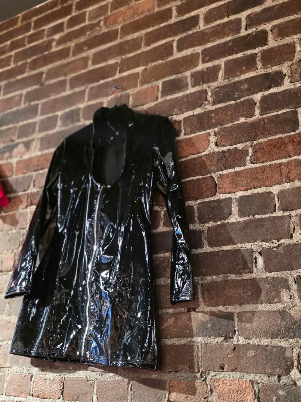 Black Patent Long Sleeve Women’s Coat